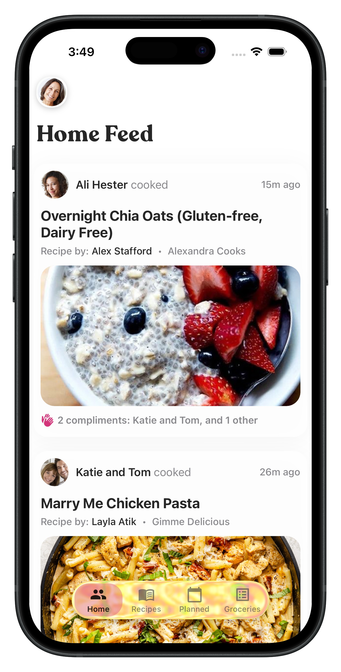 Chefer recipe feed on iPhone