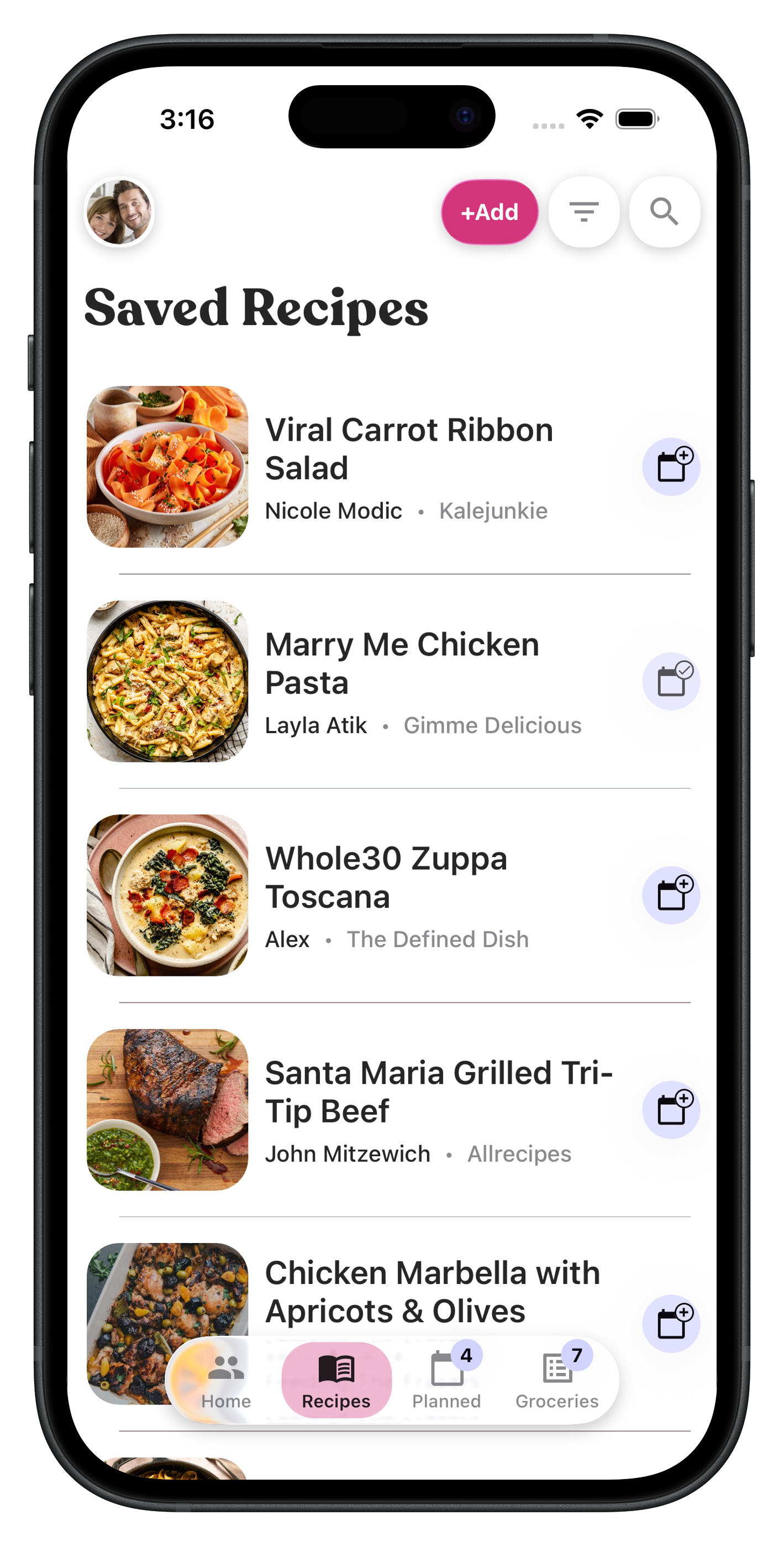 Saving a recipe in Chefer on iPhone